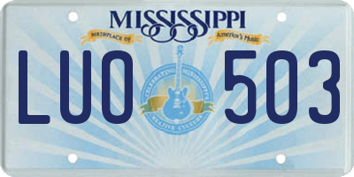 MS license plate LUO503