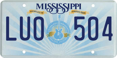 MS license plate LUO504