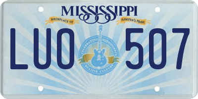 MS license plate LUO507
