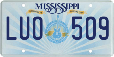 MS license plate LUO509