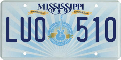 MS license plate LUO510