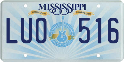 MS license plate LUO516