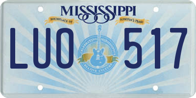 MS license plate LUO517