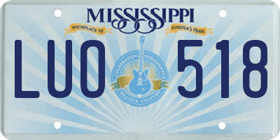 MS license plate LUO518
