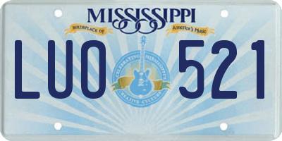 MS license plate LUO521