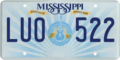 MS license plate LUO522