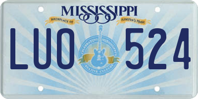 MS license plate LUO524