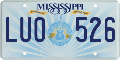 MS license plate LUO526