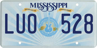 MS license plate LUO528