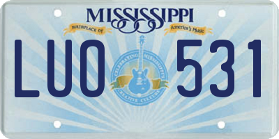 MS license plate LUO531