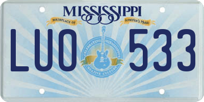 MS license plate LUO533