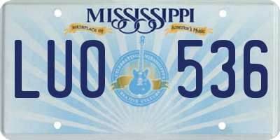 MS license plate LUO536