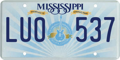 MS license plate LUO537