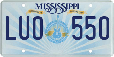 MS license plate LUO550
