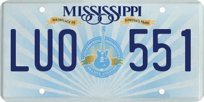 MS license plate LUO551