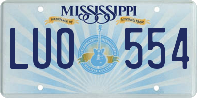 MS license plate LUO554