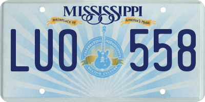 MS license plate LUO558