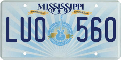 MS license plate LUO560