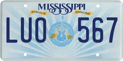 MS license plate LUO567