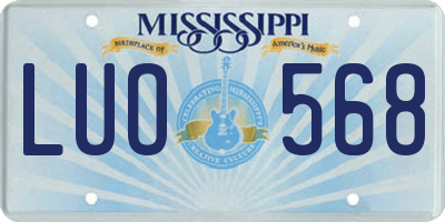 MS license plate LUO568
