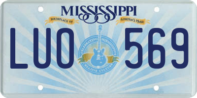MS license plate LUO569