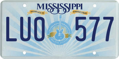 MS license plate LUO577