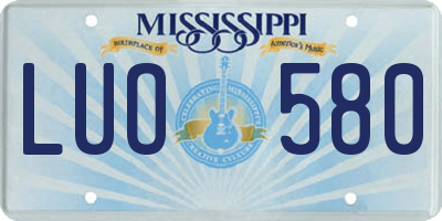MS license plate LUO580