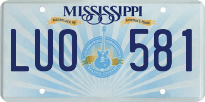 MS license plate LUO581
