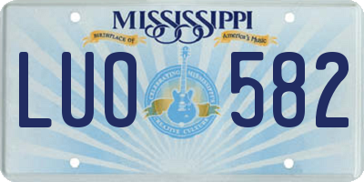 MS license plate LUO582