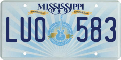 MS license plate LUO583