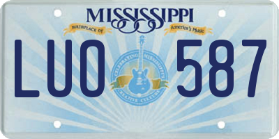 MS license plate LUO587