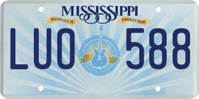 MS license plate LUO588