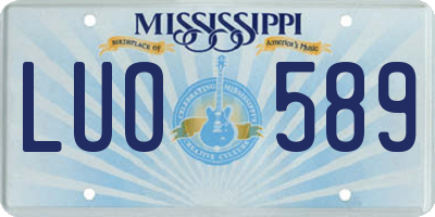 MS license plate LUO589