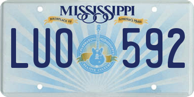 MS license plate LUO592