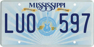 MS license plate LUO597
