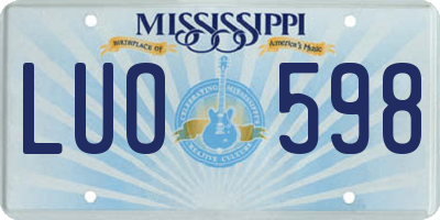 MS license plate LUO598