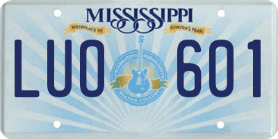 MS license plate LUO601