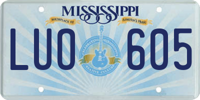 MS license plate LUO605