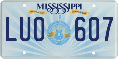 MS license plate LUO607
