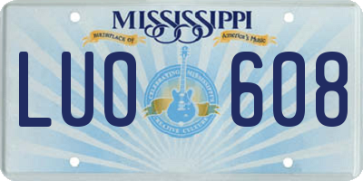 MS license plate LUO608