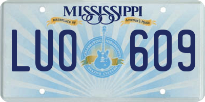 MS license plate LUO609