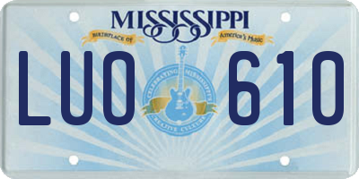 MS license plate LUO610