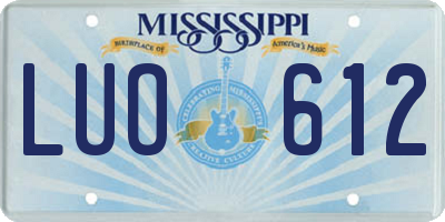 MS license plate LUO612