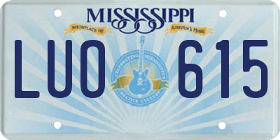 MS license plate LUO615