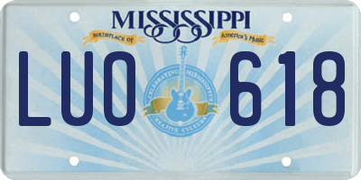 MS license plate LUO618