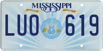 MS license plate LUO619