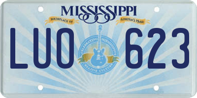 MS license plate LUO623