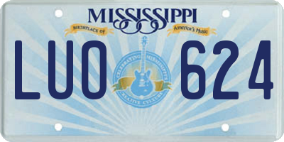 MS license plate LUO624
