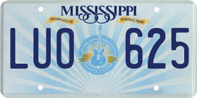 MS license plate LUO625