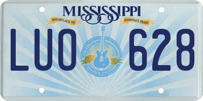 MS license plate LUO628